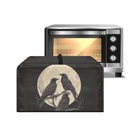 Xoenoiee Copertura antipolvere per microonde con motivo luna di corvo e Halloween, protezione per forno a microonde, tostapane, con manico, per piccoli elettrodomestici, S (46,4 x 36,8 x 27,9 cm)