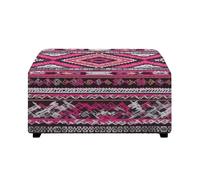 Xoenoiee Copertura per ottomana quadrata elasticizzata, pieghevole, protezione per mobili, morbida, rettangolare, con fondo elastico, motivo tribù azteca geometrica, rosa, piccola