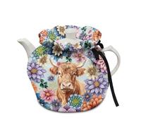 Xoenoiee Copertura per teiera con motivo mandala con bestiame delle Highland Boho, accogliente, isolante, per casa, cucina, tavolo, teiera, bollitore, tenere al caldo