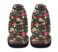 Xoenoiee - Coprisedili universali per auto con stampa di funghi e margherite, rivestimento per sedili in tessuto poliestere con gancio fisso, adatto per auto piccole, camion e furgoni