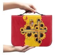 Xoenoiee Custodia per Bibbia con motivo a croce con bandiera della Spagna, per donne e uomini, borsa per ragazzi e ragazze, supporto per il trasporto della Bibbia con tasche, XL