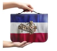 Xoenoiee Custodia per Bibbia con stampa a croce con bandiera francese, con manici, custodia per il trasporto della Bibbia con cerniera, per donne e uomini, borsa tote per bambini, copertina per libri