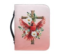 Xoenoiee Custodia per Bibbia con stampa floreale con margherite cardinali e croce per donne e uomini, borsa per la Bibbia, custodia per libri della Bibbia, per bambini, XL