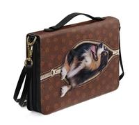 Xoenoiee Custodia per Bibbia con tracolla staccabile per donne e uomini, borsa per Bibbia in pelle PU custodia per il trasporto della Bibbia, Pastore australiano, XL