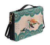 Xoenoiee Custodia per Bibbia con tracolla staccabile per donne e uomini, borsa per Bibbia in pelle PU custodia per il trasporto della Bibbia, Tartaruga di mare Boho Mandala, XXL