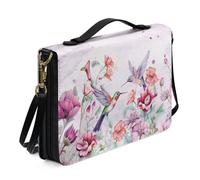 Xoenoiee Custodia per Bibbia in pelle PU per uomo donna Bibbia custodia per il trasporto della Bibbia con cinturino staccabile, Colibrì colorato floreale, L