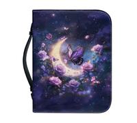 Xoenoiee Custodia per Bibbia viola con motivo floreale e rosa colibrì per donne e uomini, per ragazzi e ragazze, porta bibbia con tasche, M