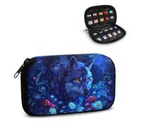 Xoenoiee Custodia per chiavetta USB con stampa a fungo e lupo con stampa floreale, custodia organizer portatile per unità flash drive Jump Drive Memory Stick