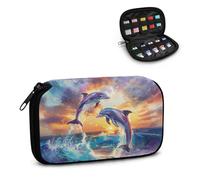 Xoenoiee Custodia per chiavetta USB con stampa di tartaruga marina al tramonto e luce luminosa, custodia organizer per chiavetta USB portatile per unità flash drive Jump Drive Memory Stick