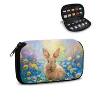 Xoenoiee Custodia per chiavetta USB con stampa floreale vibrante coniglio adatta a 10 unità per pollice USB Stick Holder custodia rigida scatola portatile custodia da viaggio custodia da viaggio