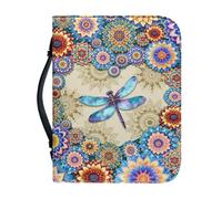 Xoenoiee Custodia per libri biblici con stampa mandala in stile bohémien, con libellula, per donne e uomini, con manico e cerniera, borsa da chiesa come regalo, XL