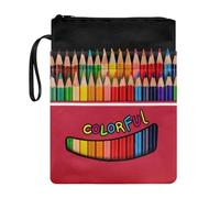 Xoenoiee Custodia per libri con motivo a matite colorate, per amanti dei libri, 29 x 22,1 cm, custodia protettiva impermeabile con cerniera, tasca frontale e corda portatile