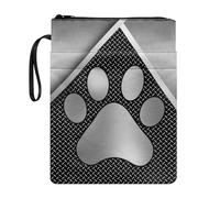 Xoenoiee Custodia per libri con motivo a zampa di cane in metallo per gli amanti dei libri, 29 x 22,1 cm, custodia protettiva impermeabile con cerniera, tasca frontale e corda portatile