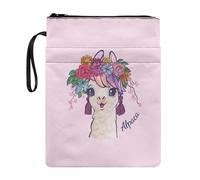 Xoenoiee Custodia per libri con motivo floreale in alpaca rosa per gli amanti dei libri, 29 x 22,1 cm, custodia protettiva impermeabile con cerniera, tasca frontale e corda portatile