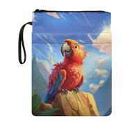 Xoenoiee Custodia per libri con motivo pappagallo blu cielo per gli amanti dei libri 29 x 22,1 cm, custodia protettiva per libri impermeabile con cerniera, tasca frontale e corda portatile