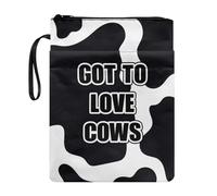 Xoenoiee Custodia per libri con stampa a pois mucca per gli amanti dei libri, 29 x 22,1 cm, custodia protettiva impermeabile con cerniera, tasca frontale e corda portatile