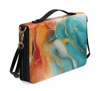 Xoenoiee Custodia per libri in pelle con tracolla staccabile, borsa da chiesa per bibbia, borsa protettiva per uomo e donna, Marmo colorato., L