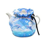 Xoenoiee Delfino Sea Rainbow Blue Pattern Tea Cozy Teiera Copertura Isolamento Termico Teiera Copritiera Accogliente Teiera Copertura Casa Cucina Tavolo Teiera Teiera Calda Accogliente