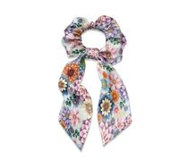 Xoenoiee Elastici per capelli da donna, con motivo floreale e mandala, stile bohémien, con fiocco in raso, spessi elastici per orecchie da coniglio, accessori per capelli per ragazze, confezione da 3