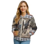 Xoenoiee Giacca bomber da donna, leggera, casual, con tasche, giacca con cerniera, per autunno e inverno, alla moda, Cavalli della tribù azteca, L