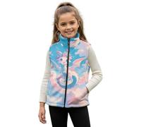 Xoenoiee Gilet con cerniera per bambini da 2 a 12 anni, senza maniche, in pile, con tasche, colletto alla coreana, per autunno e inverno, Nuvole di drago carino, 7-8 Anni