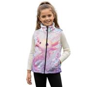 Xoenoiee Gilet in pile per ragazze e ragazzi, con cerniera, senza maniche, con colletto rialzato, con tasche, per autunno e inverno, 2-12 anni, Axolotl Coralli del Mare, 4 anni