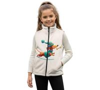 Xoenoiee Gilet in pile per ragazze e ragazzi, con cerniera, senza maniche, con colletto rialzato, con tasche, per autunno e inverno, 2-12 anni, Bassotto Cane Zampa Bianco sporco, 7-8 Anni