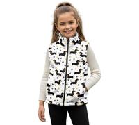 Xoenoiee Gilet in pile per ragazzi e ragazze, senza maniche, con colletto alto, con tasche, cerniera intera, autunno inverno, capispalla 2-12, Bassotto Cane & Zampe, 2 anni