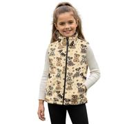 Xoenoiee Gilet in pile per ragazzi e ragazze, senza maniche, con colletto alto, con tasche, cerniera intera, autunno inverno, capispalla 2-12, Zampe di cane Schnauzer Beige, 11-12 Anni