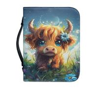 Xoenoiee Graziosa custodia per la Bibbia con stampa floreale di bestiame delle Highland per donne e uomini, borsa per la Bibbia con tasche con cerniera, custodia per libro per studio della Bibbia, M