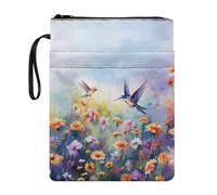 Xoenoiee Hummingbird - Custodia per libri con stampa floreale vivace per gli amanti dei libri, 29 x 22,1 cm, custodia protettiva impermeabile con cerniera, tasca frontale e corda portatile