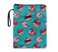 Xoenoiee Lips - Custodia per libri con stampa bandiera degli Stati Uniti, per amanti dei libri, 29 x 22,1 cm, custodia protettiva impermeabile con cerniera, tasca frontale e corda portatile