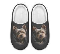 Xoenoiee Pantofole da donna e uomo, pantofole da casa antiscivolo, per interni ed esterni, camera da letto, Yorkshire Terrier Nero, 1/2 UK Men/ 3/4 UK Women