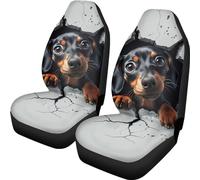 Xoenoiee - Set di 2 coprisedili per auto con stampa a muro rotta per cani di razza Teckel, protettore per veicoli, coprisedili anteriori elasticizzati e lavabili, accessori per auto, coprisedile per