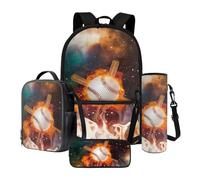 Xoenoiee Set di 4 zaini per la scuola con motivo a palline, per ragazzi e ragazze, grande zaino portapranzo con porta bottiglia d'acqua e astuccio, Galassia Croce, Taglia unica, Set di zaini per la