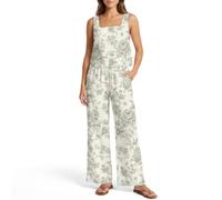 Xoenoiee Set di due pezzi da donna, abiti estivi abbinati, canotta senza maniche, pantaloni a gamba larga, vacanze e viaggi, Verde Floreale Toile de Jouy, XL