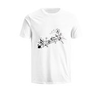 Xoenoiee T-shirt bianca con stampa novità per uomo e donna in cotone traspirante camicie per tutte le età T-shirt girocollo XS-5XL, Note musicali., Medium