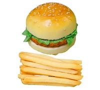 Xoeryoy 1 Set di Cibo da Gioco Realistico, Cibo in plastica Artificiale Include Hamburger, 10 Pezzi di Patatine Fritte per Decorazioni, Oggetti di Scena per Giochi realistici ;1
