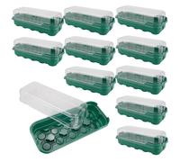 Xoeryoy 10 Confezioni di vassoi per Semi con coperchi, vassoi per avviamento di Semi a 10 Celle, Kit di Serre in plastica Robusta per la propagazione delle Piante per Giardinaggio su davanzali, Pia