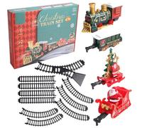 Xoeryoy 14 Pezzi Set di Treni elettrici per Bambini Light & Sounds Simulato Christmas Train con 4 carrozze Set di Natale Classici con Regali per Ragazzi e Ragazze