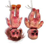 Xoeryoy 2 PC bambola inquietante Bloody Mort Girl & Boy 10 In Halloween Scary Fanced Bambola Pvc Portable Horror Dolls for Haunted House, Prank Game