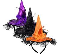 Xoeryoy 3 pezzi Halloween Hat Witch Halloween Witch Headband per accessori in costume, 3 colori