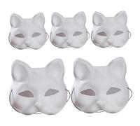 Xoeryoy 5 pezzi maschera gatto con maglia per gli occhi da dipingere, maschera therrian da 7x7x3 pollici con cinghia elastico Furry Fai da te di costume fai -da -te per la festa di cospla