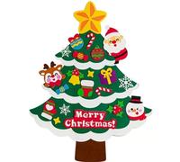 Xoeryoy Albero di Natale in Feltro per Bambini Albero di Natale da Parete Fai-da-Te con luci a Corda e Ornamenti da 20 Pezzi Decorazioni in Feltro per Decorazioni Natalizie per la casa, Senza batte