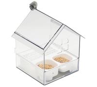 Xoeryoy Alimentatore di Pappagallo Che sostiene l'alimentatore di Uccelli Esterni con Doppia Vasca/Vasca da Bagno/Facile da ricaricare e Pulire, per Tutti Gli Uccelli, Bianco