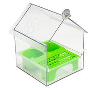 Xoeryoy Alimentatore di Pappagallo Che sostiene l'alimentatore di Uccelli Esterni con Doppia Vasca/Vasca da Bagno/Facile da ricaricare e Pulire, per Tutti Gli Uccelli, Verde