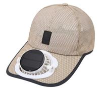 Xoeryoy Cappello con Ventola ad energia Solare, Cappello in Rete con Ventola di Raffreddamento a 3 velocità UPF50+ Cuffia Solare Traspirante per Uomo Donna - Kaki