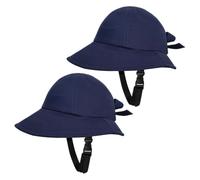 Xoeryoy Casco da Bici da Donna 2 Pezzi, Cappello da Pescatore con Casco - Cappello da Incidente con Protezione Solare a Tesa Larga, Blu Navy