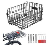 Xoeryoy Cestino posteriore per bicicletta, pieghevole, in acciaio, con bordo riflettente, 14,6 x 10,6 x 7,9 cm, grande, per adulti e donne