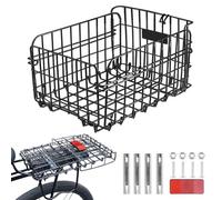 Xoeryoy Cestino posteriore per bicicletta, pieghevole, in acciaio, con bordo riflettente, grande, per bici da donna e da uomo, 14,6 x 10,6 x 7,9 cm